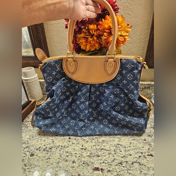 The Unbranded Brand Other - Large Monogramed Bag Blue Monogram Shoulder Bag